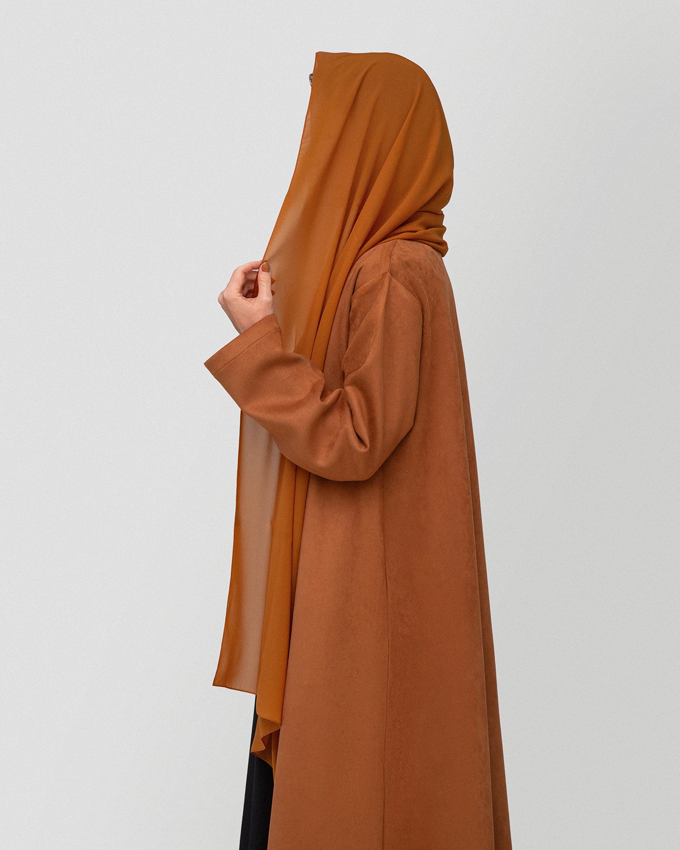 Sundown Suede-Zipper Abaya
