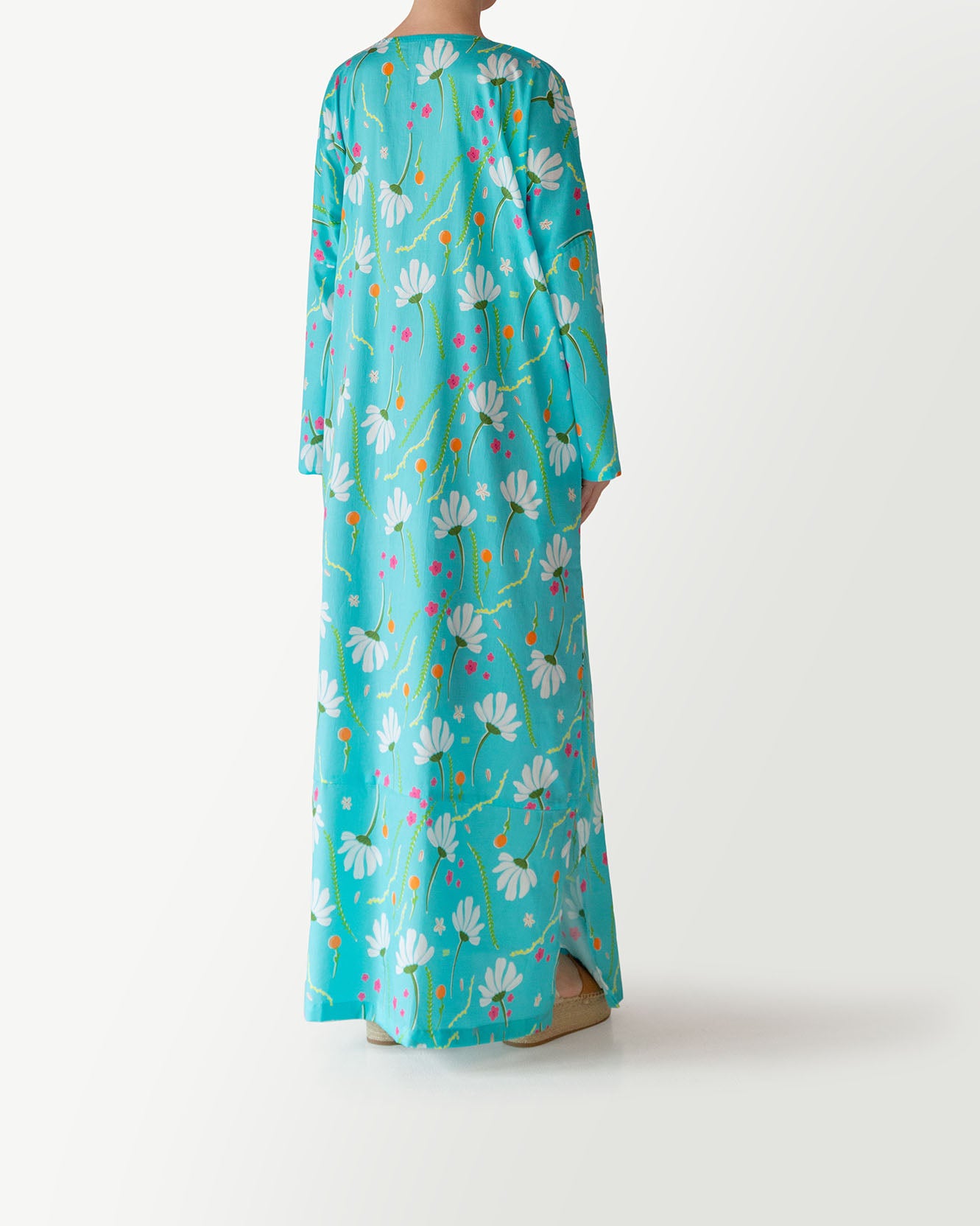 Ivy Printed Kaftan in Cyan
