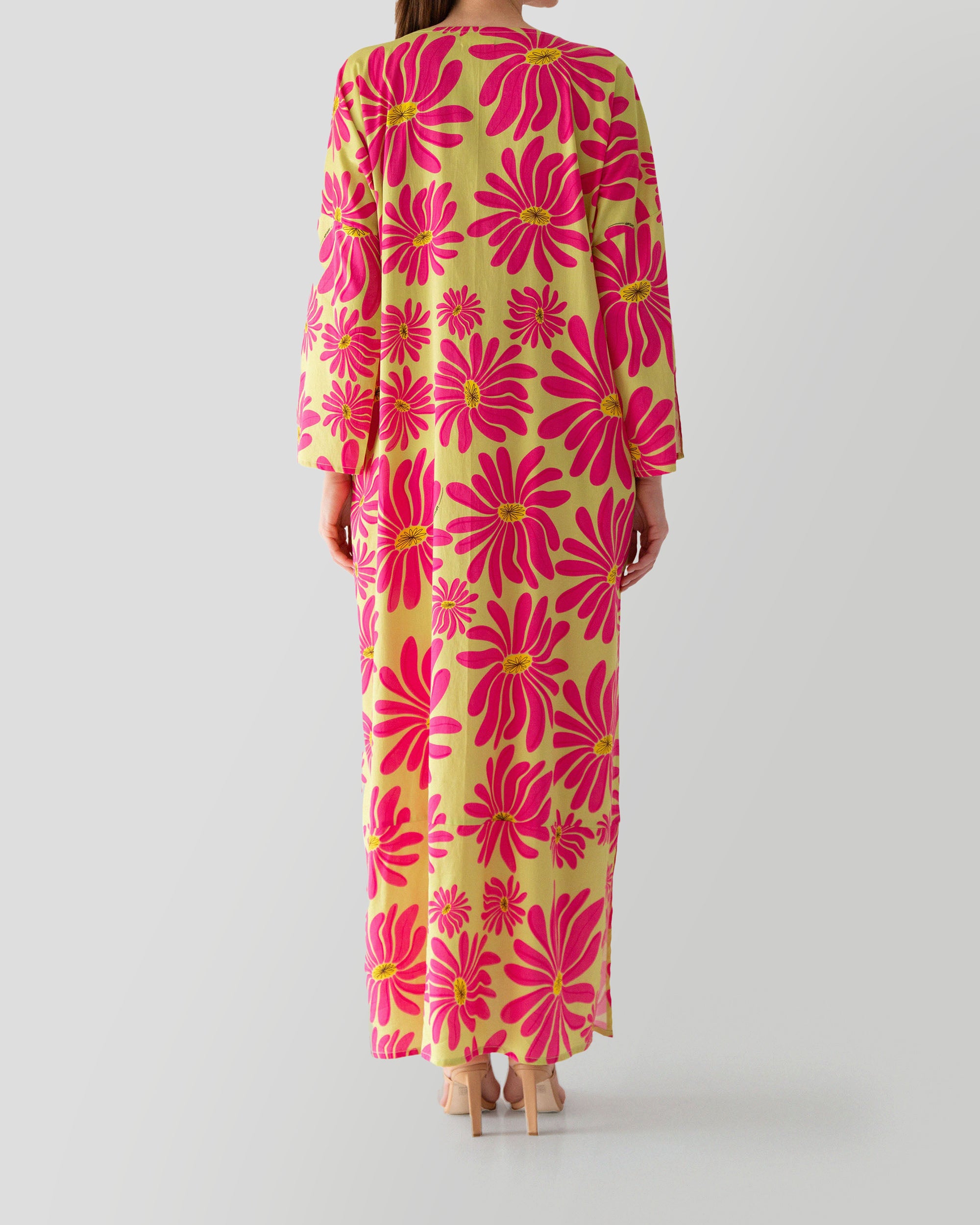 Ivy Printed Kaftan in Magenta Retro