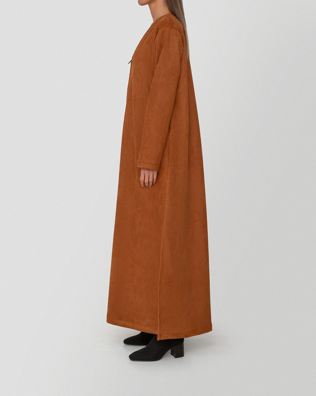 Sundown Suede-Zipper Abaya
