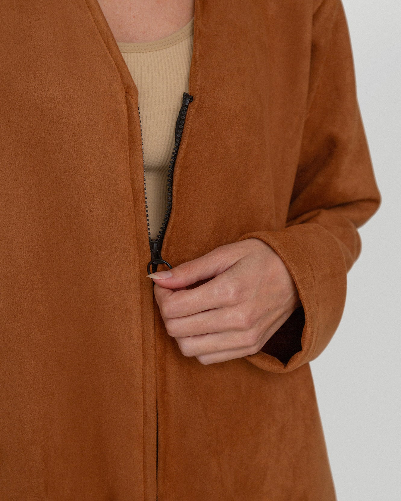 Sundown Suede-Zipper Abaya