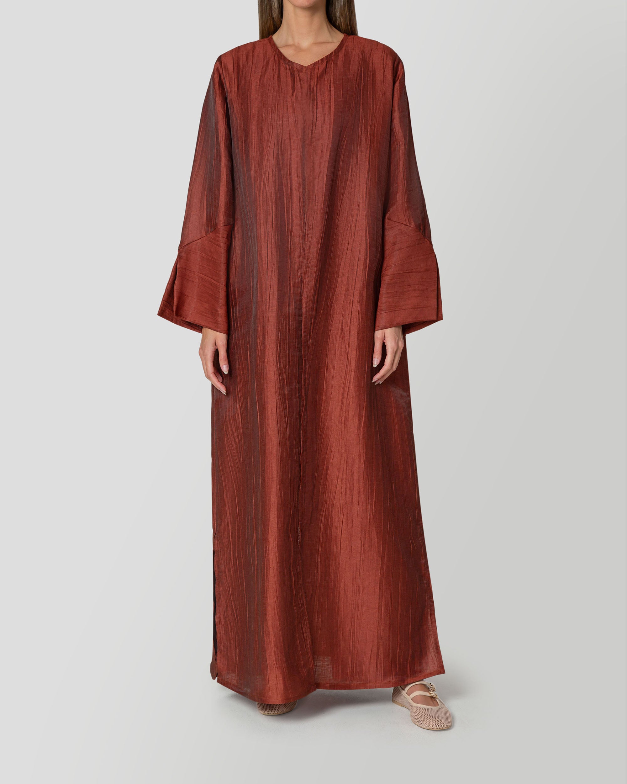 Lily Abaya in Maroon
