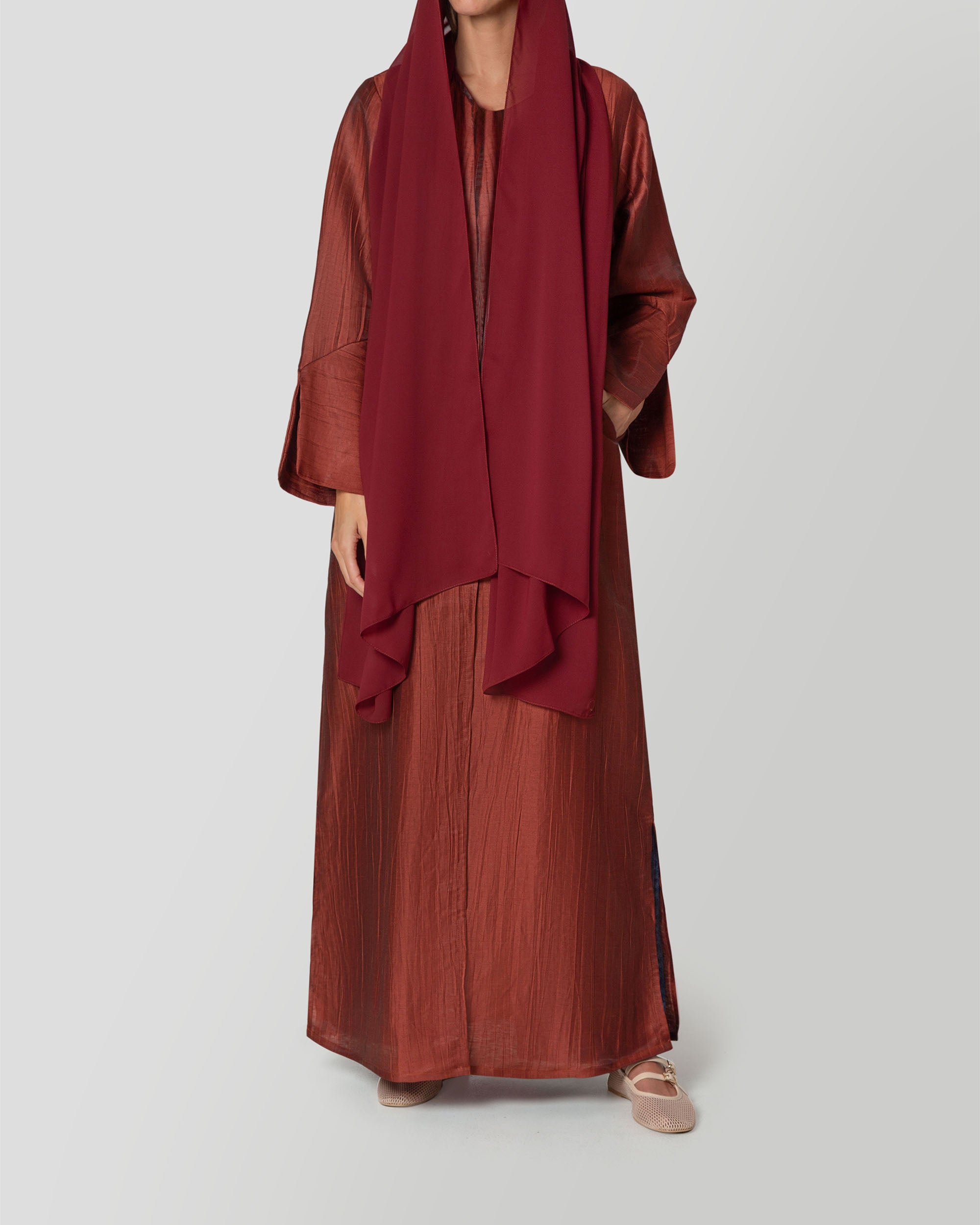 Lily Abaya in Maroon