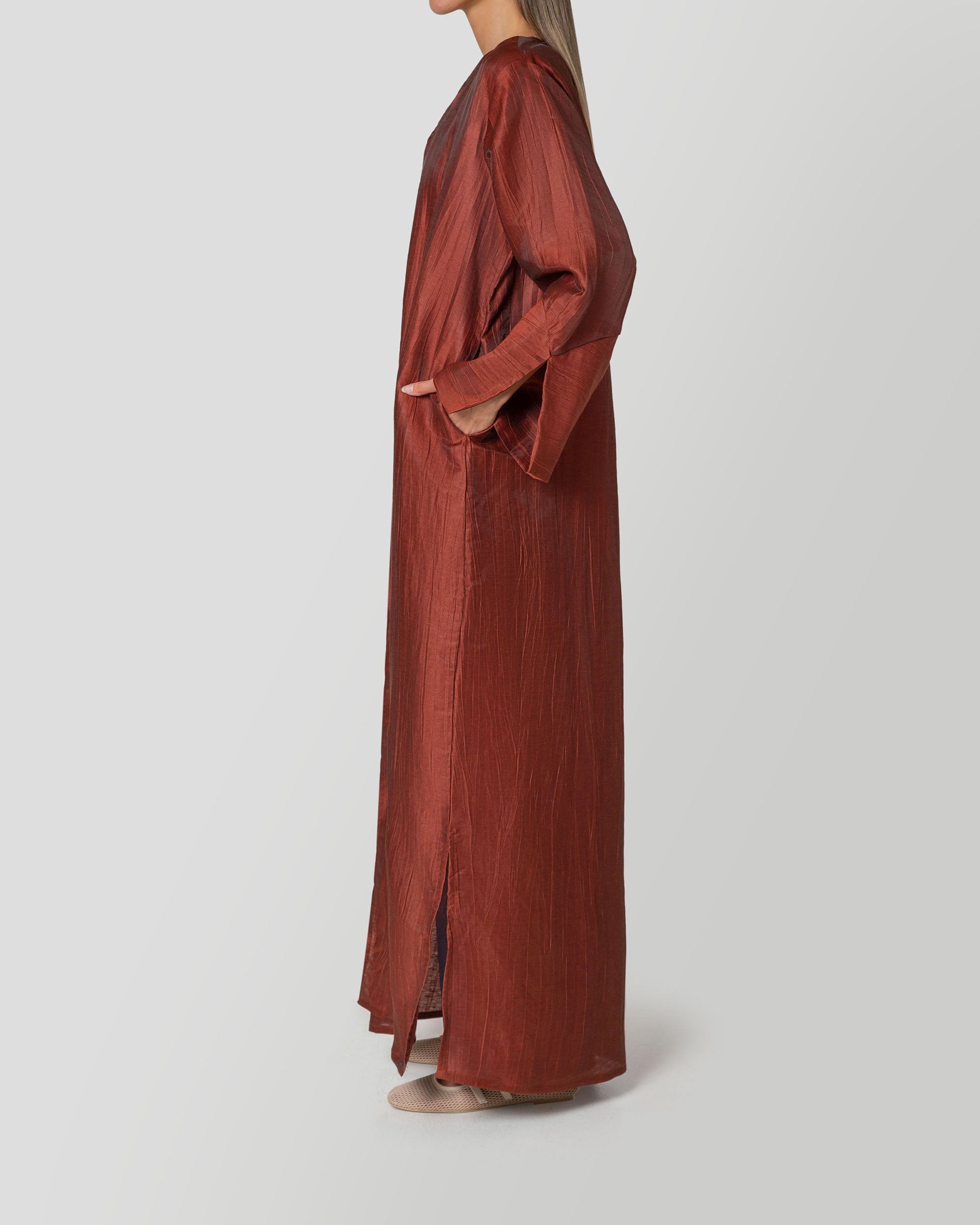 Lily Abaya in Maroon