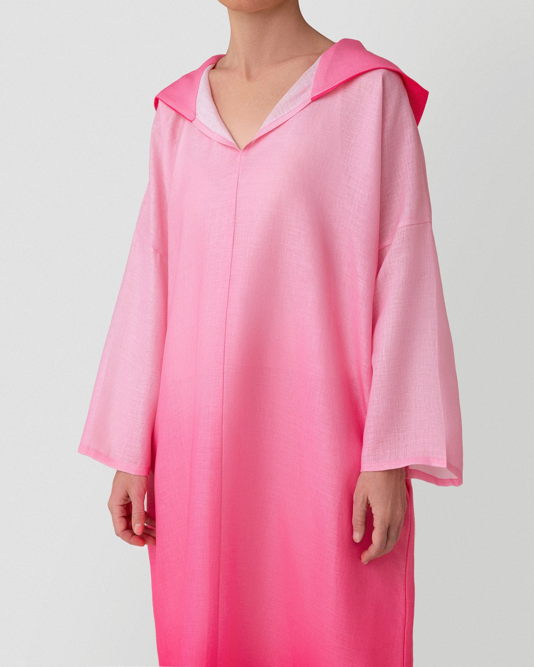 Sunset Sorbet Hooded Dress in Pink Ombré