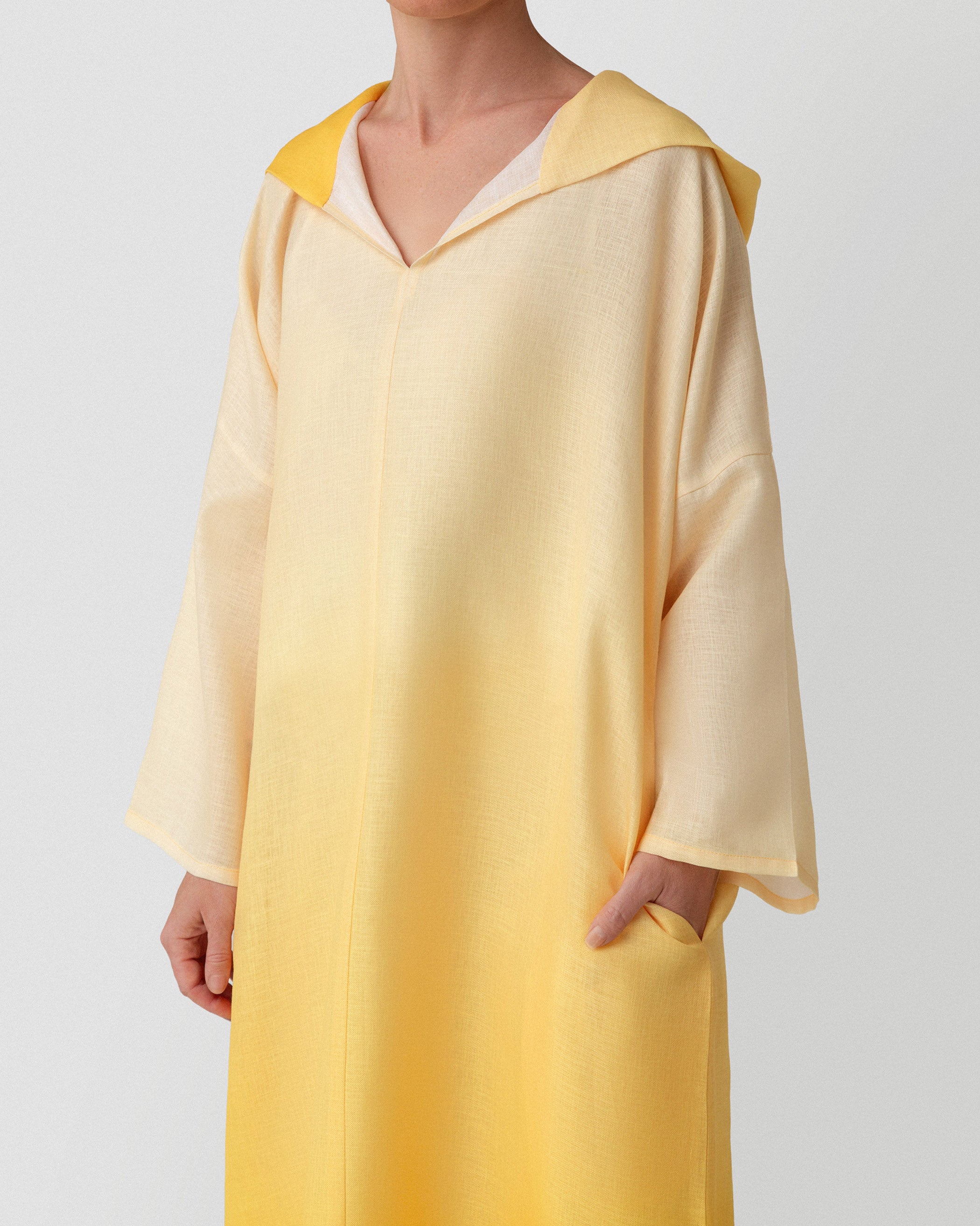 Sunset Sorbet Two-tone Hooded Dress - Yellow Ombré