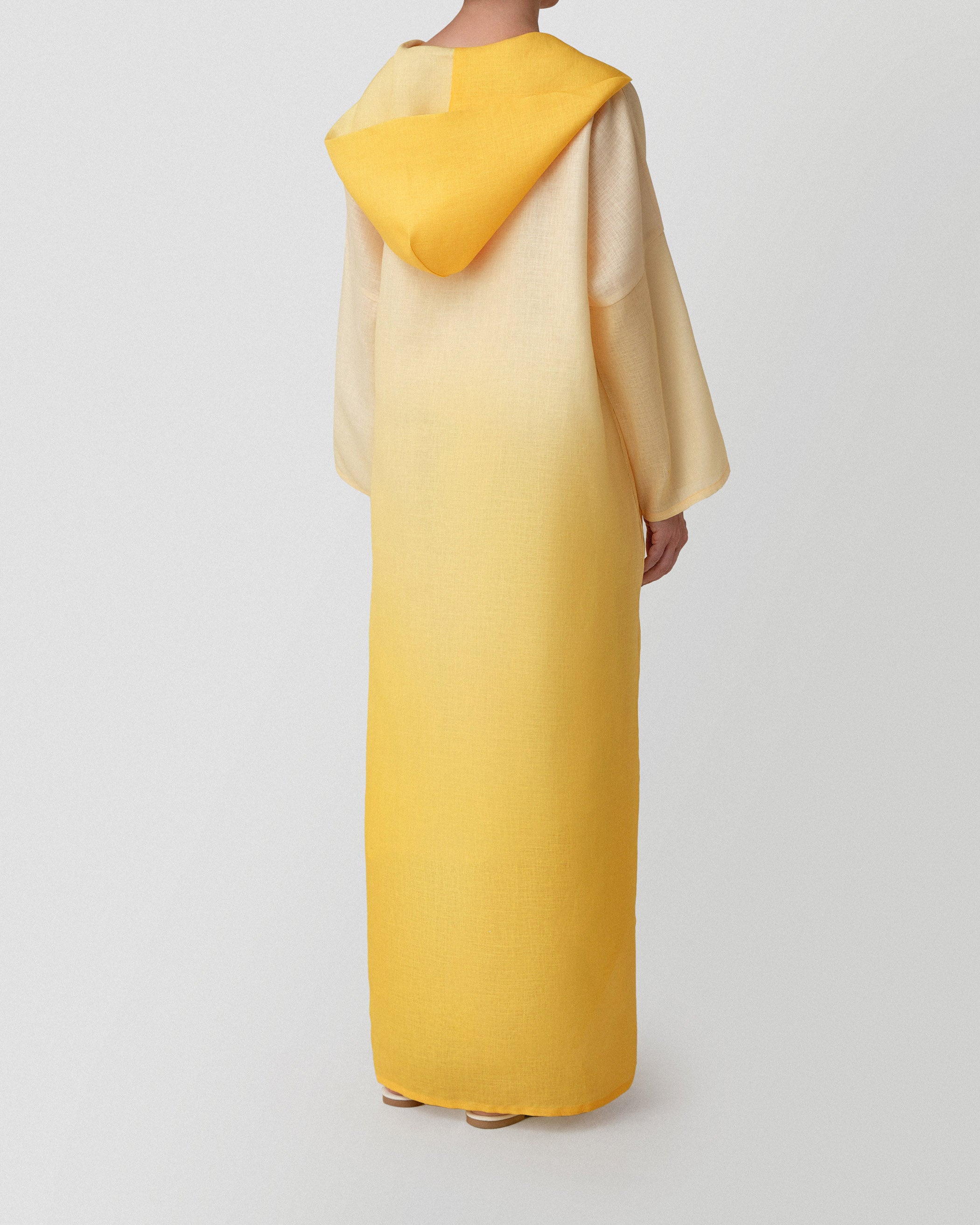 Sunset Sorbet Two-tone Hooded Dress - Yellow Ombré