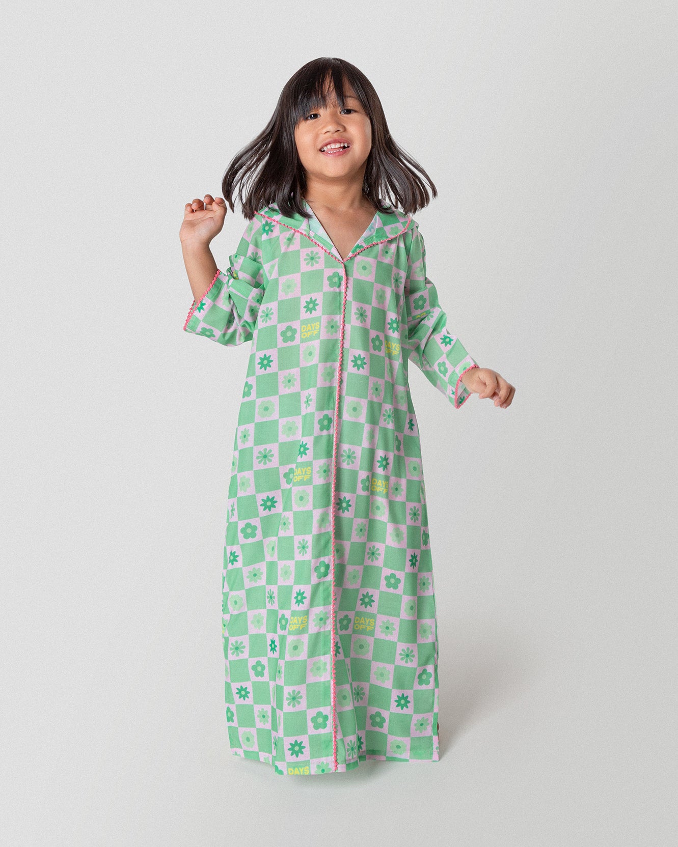 Lazy Daisy Hooded Dress in Mint - Kids