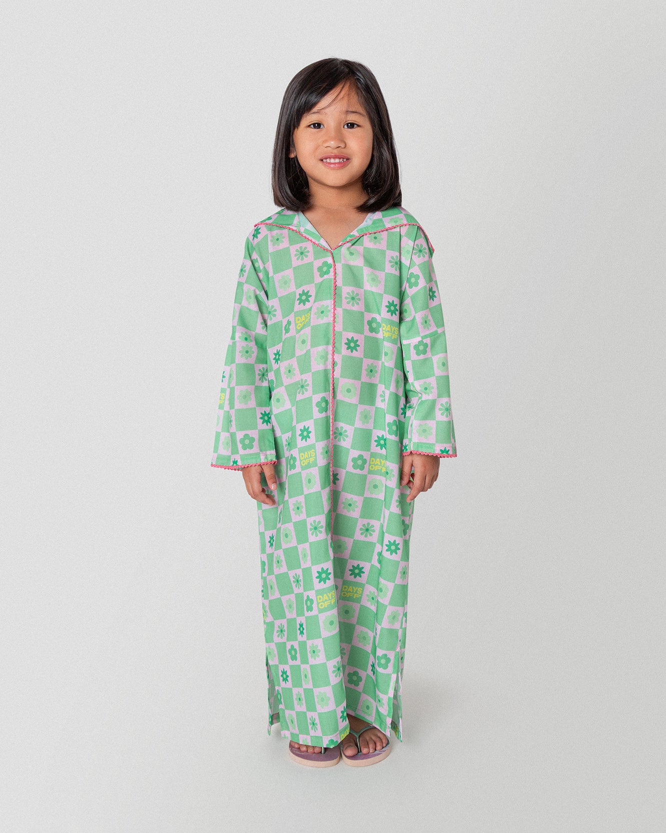 Lazy Daisy Hooded Dress in Mint - Kids