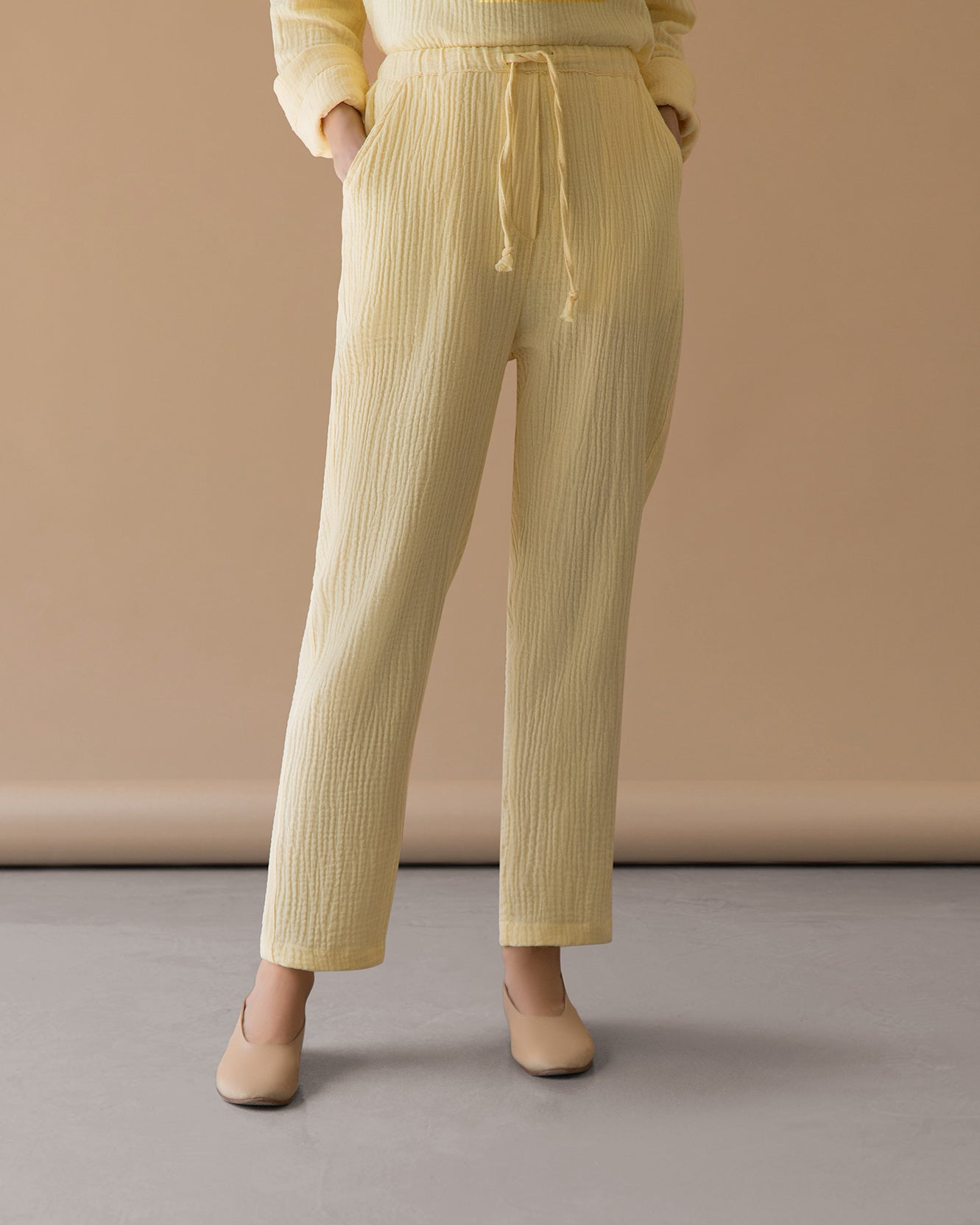 STRAIGHT PANTS- pastel yellow