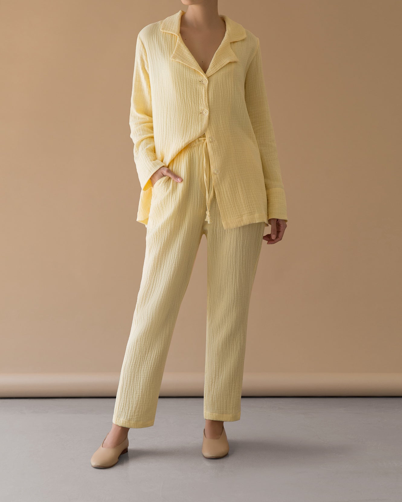 STRAIGHT PANTS- pastel yellow