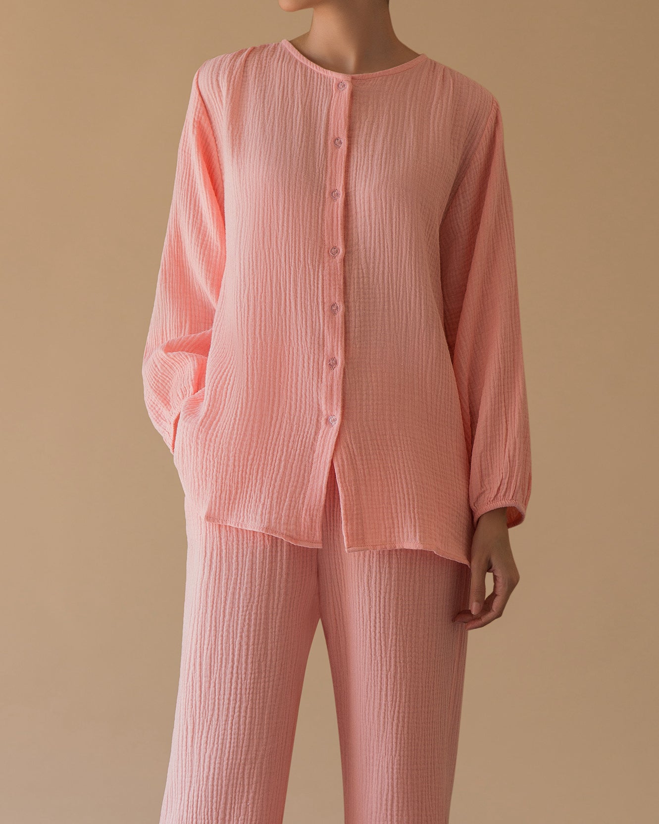 ROUND NECK SHIRT - pink