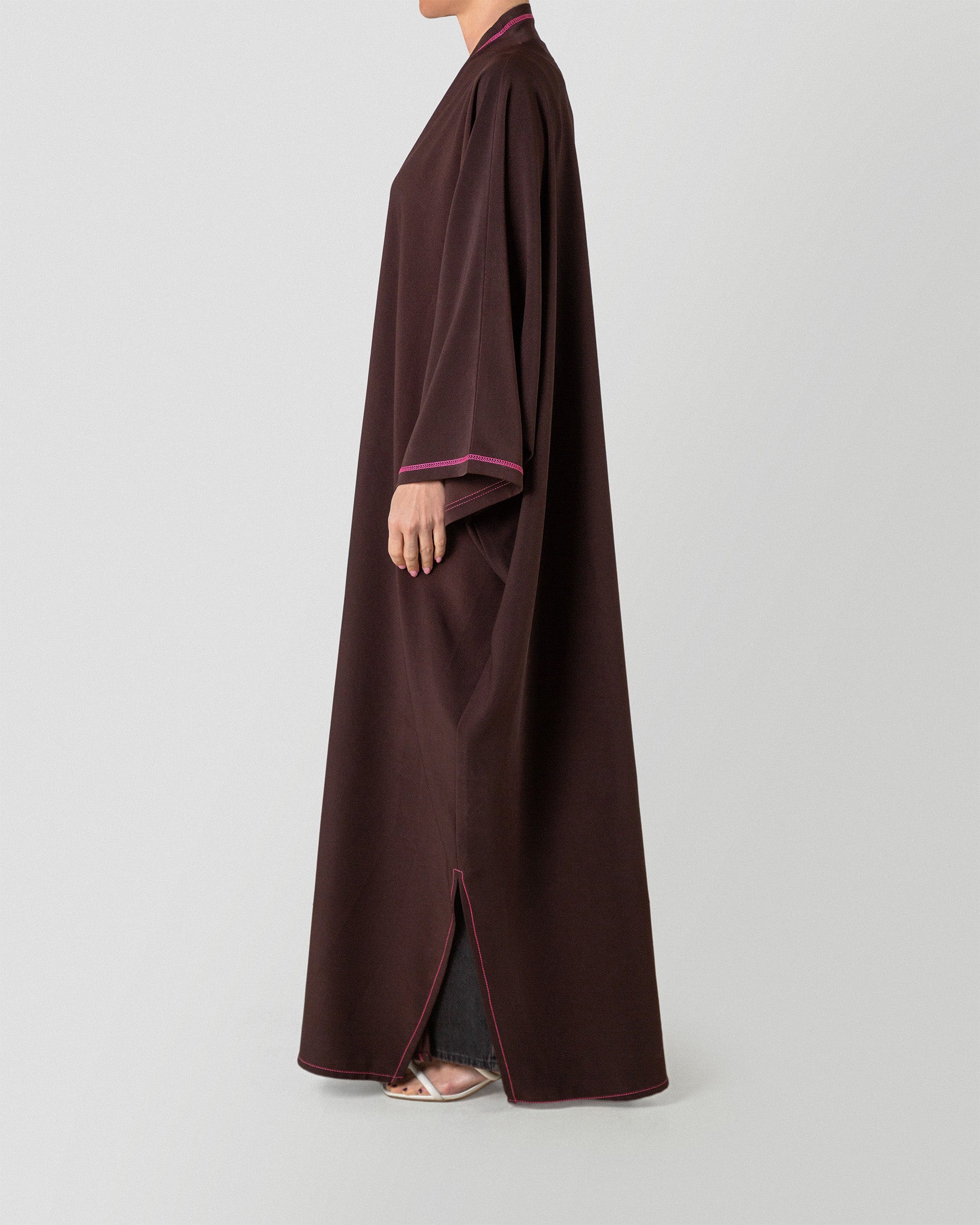 Haya Threaded Abaya in Chocolate