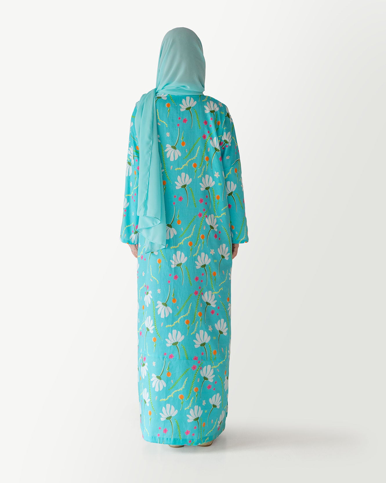 Ivy Printed Kaftan in Cyan