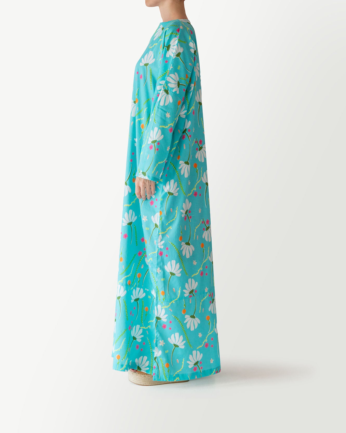 Ivy Printed Kaftan in Cyan