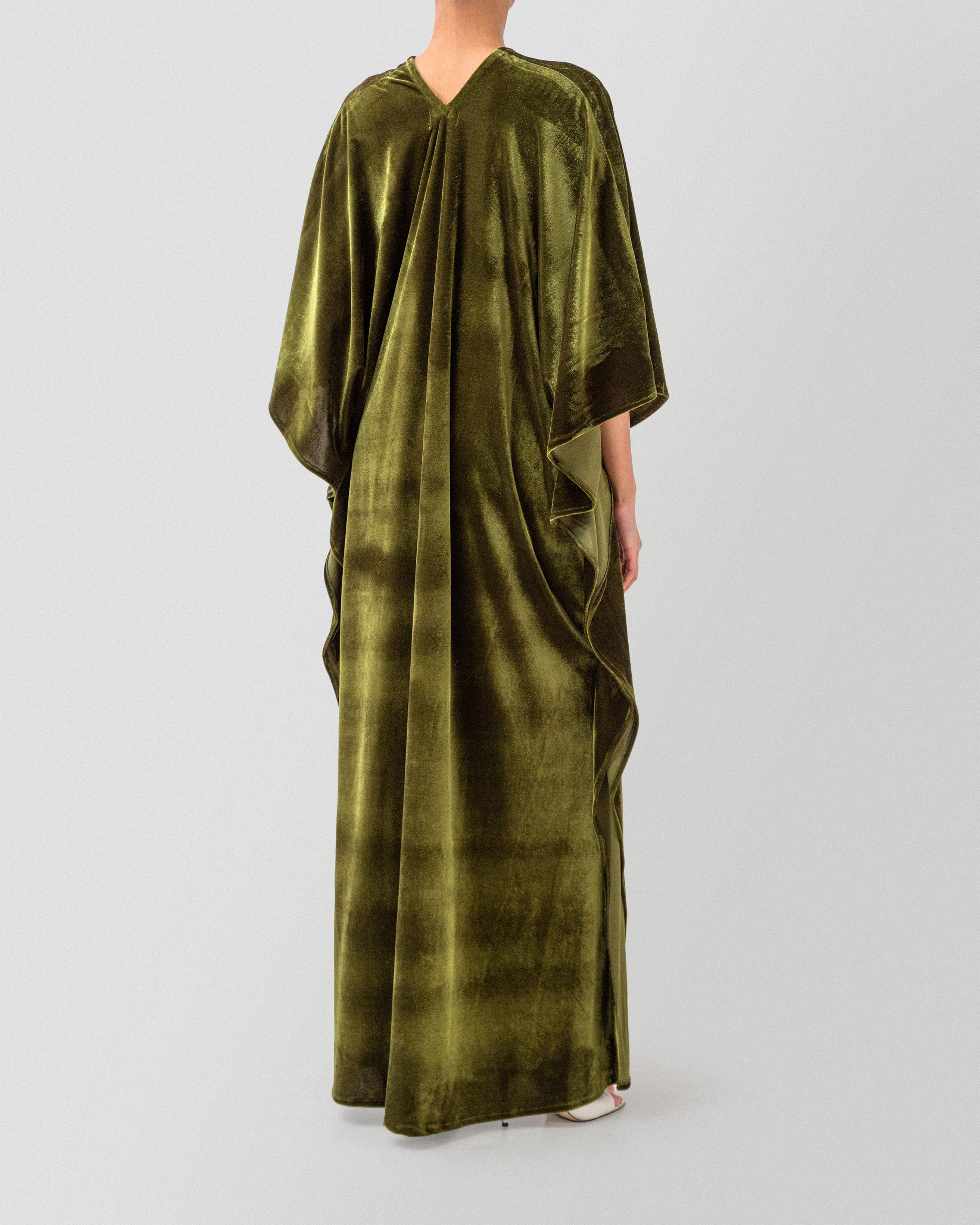 Velvet Nights Dress in Olive Green