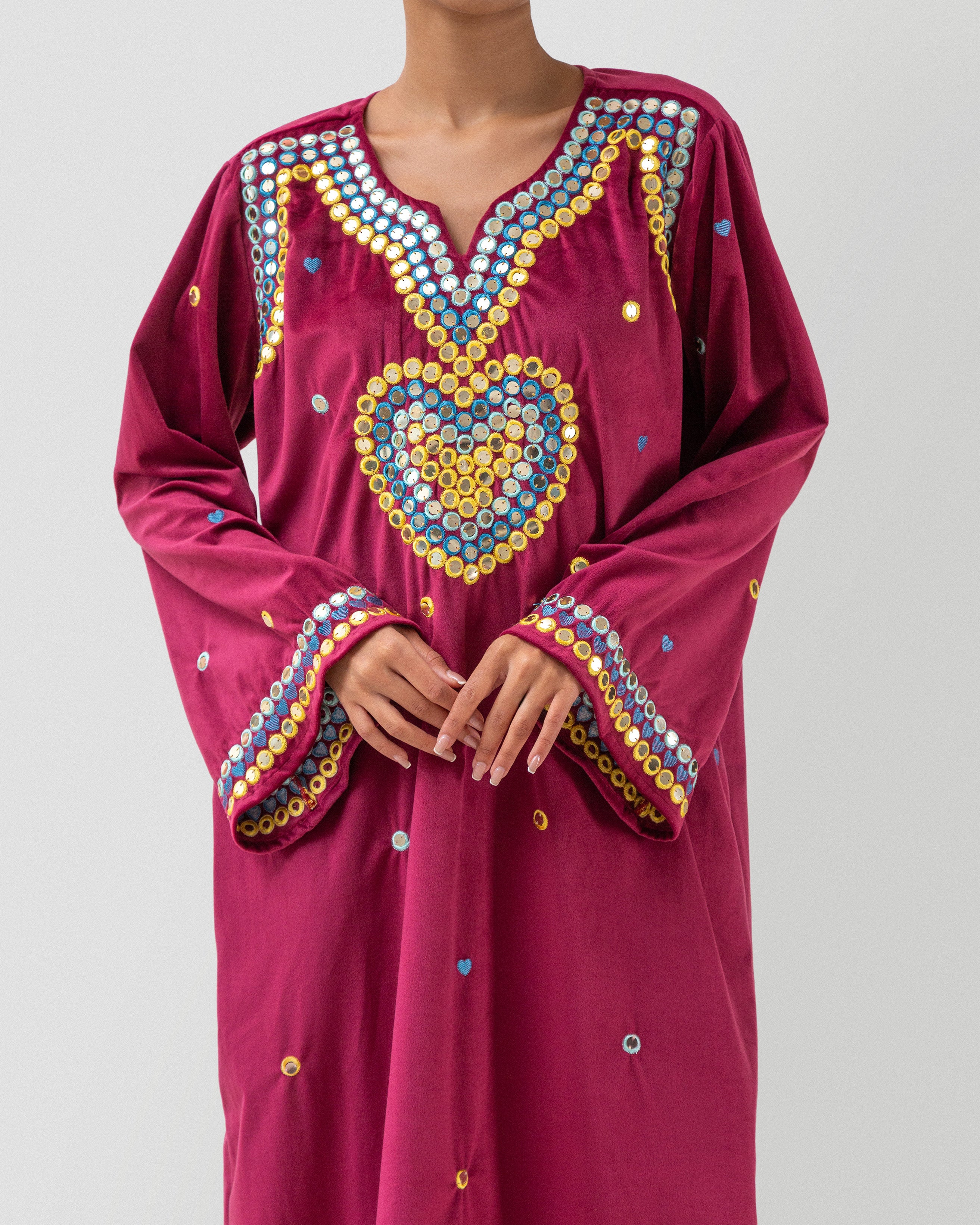Mirrored Love Kaftan in Maroon