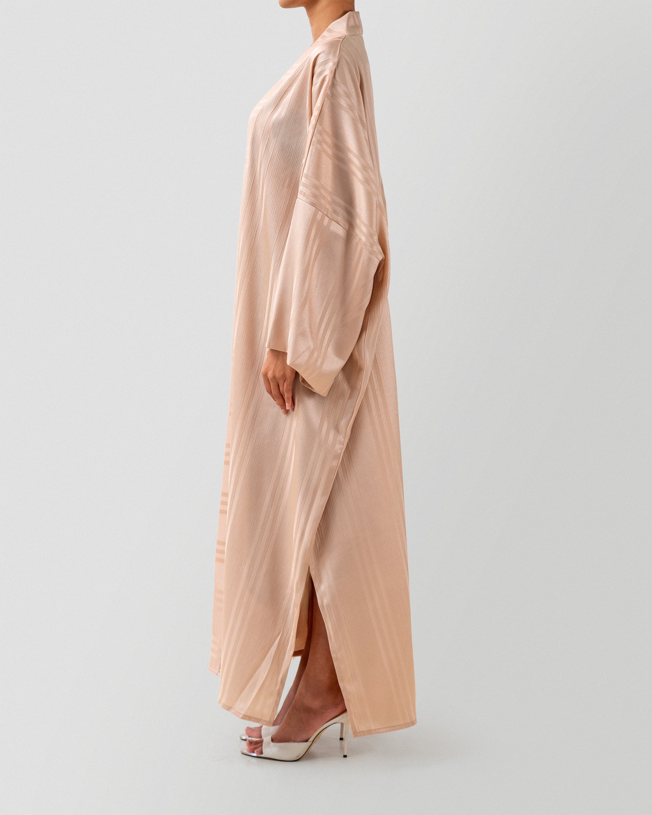 Silent Stripe Abaya in Cream