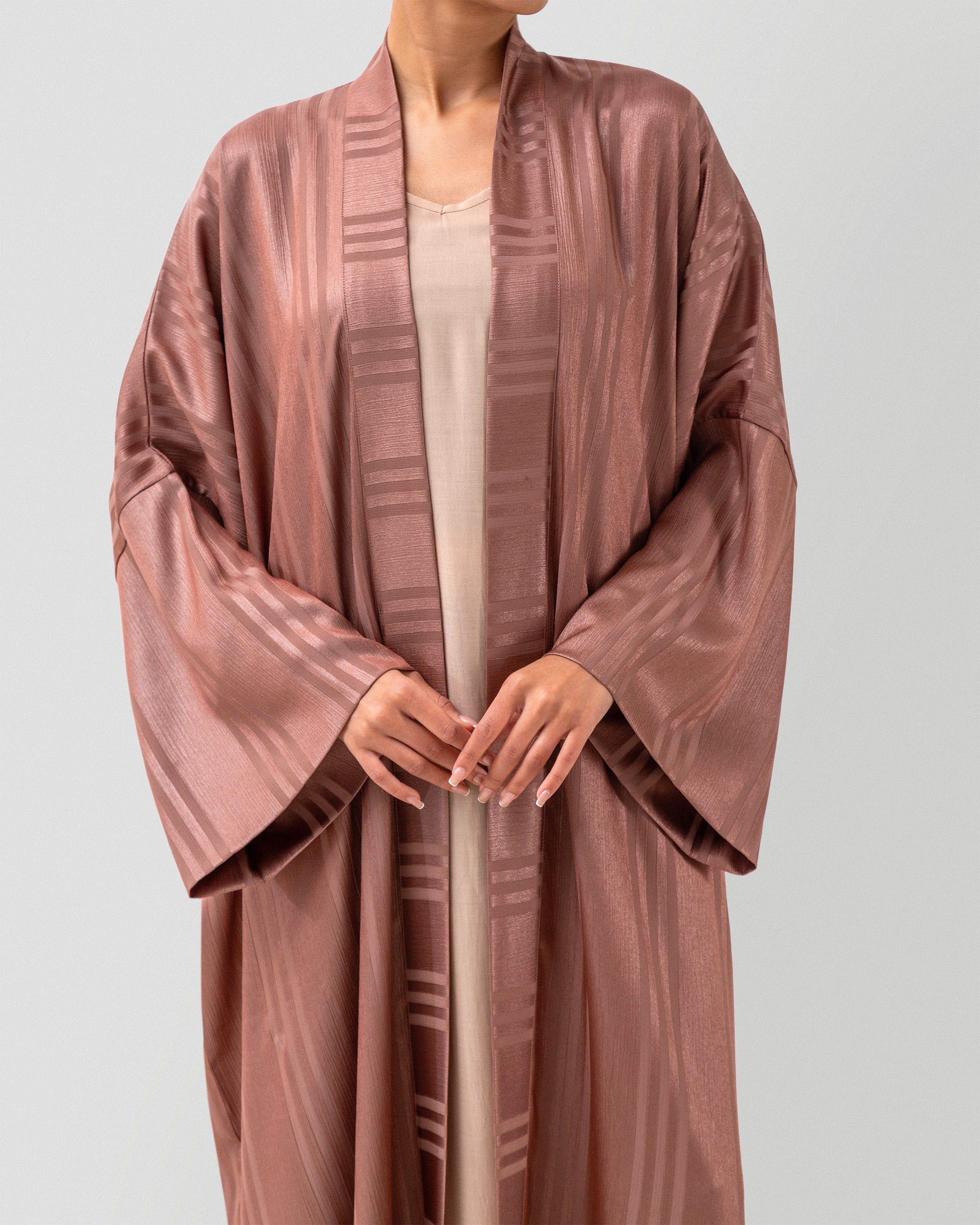 Silent Stripe Abaya in Mocha