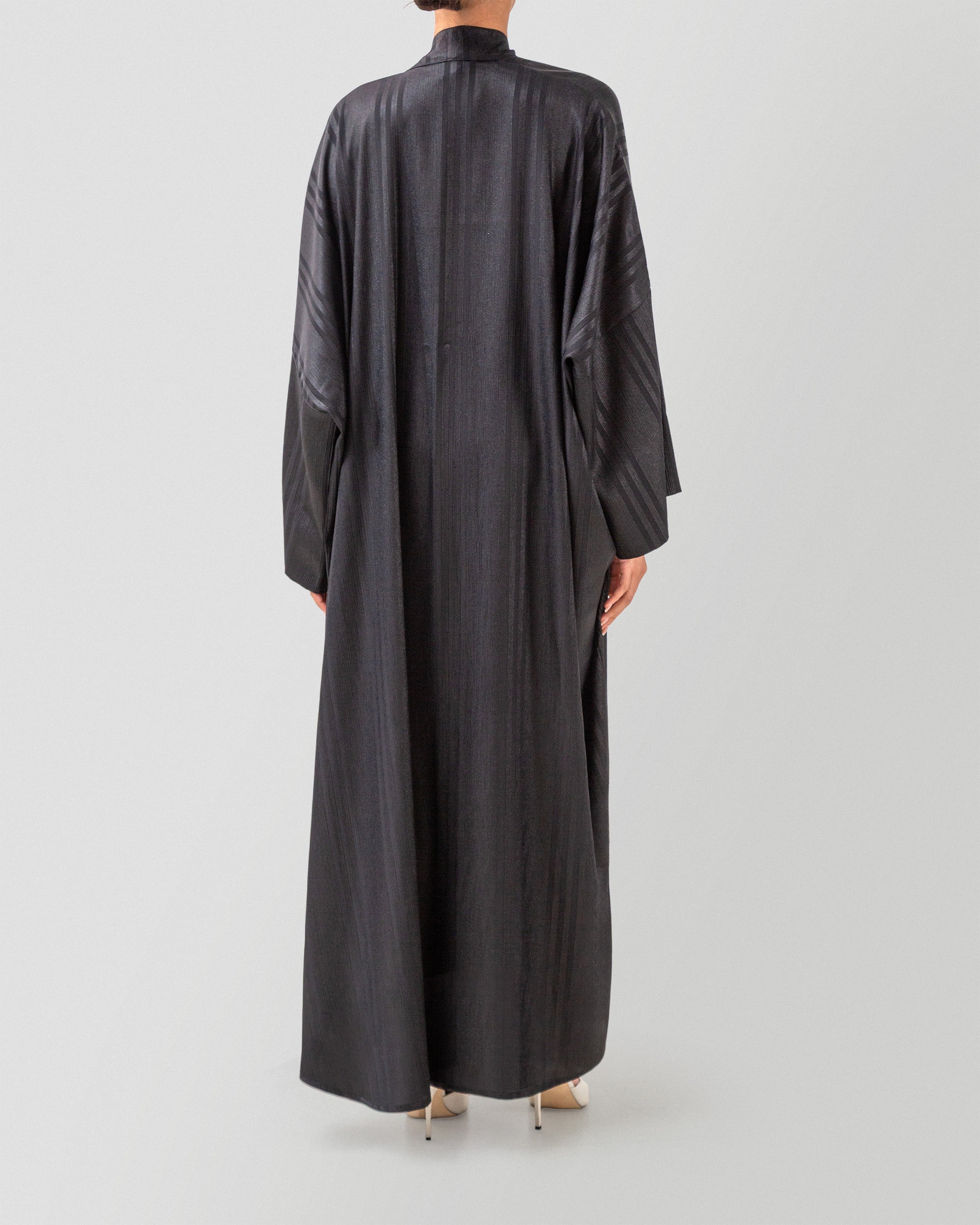 Silent Stripe Abaya in Black