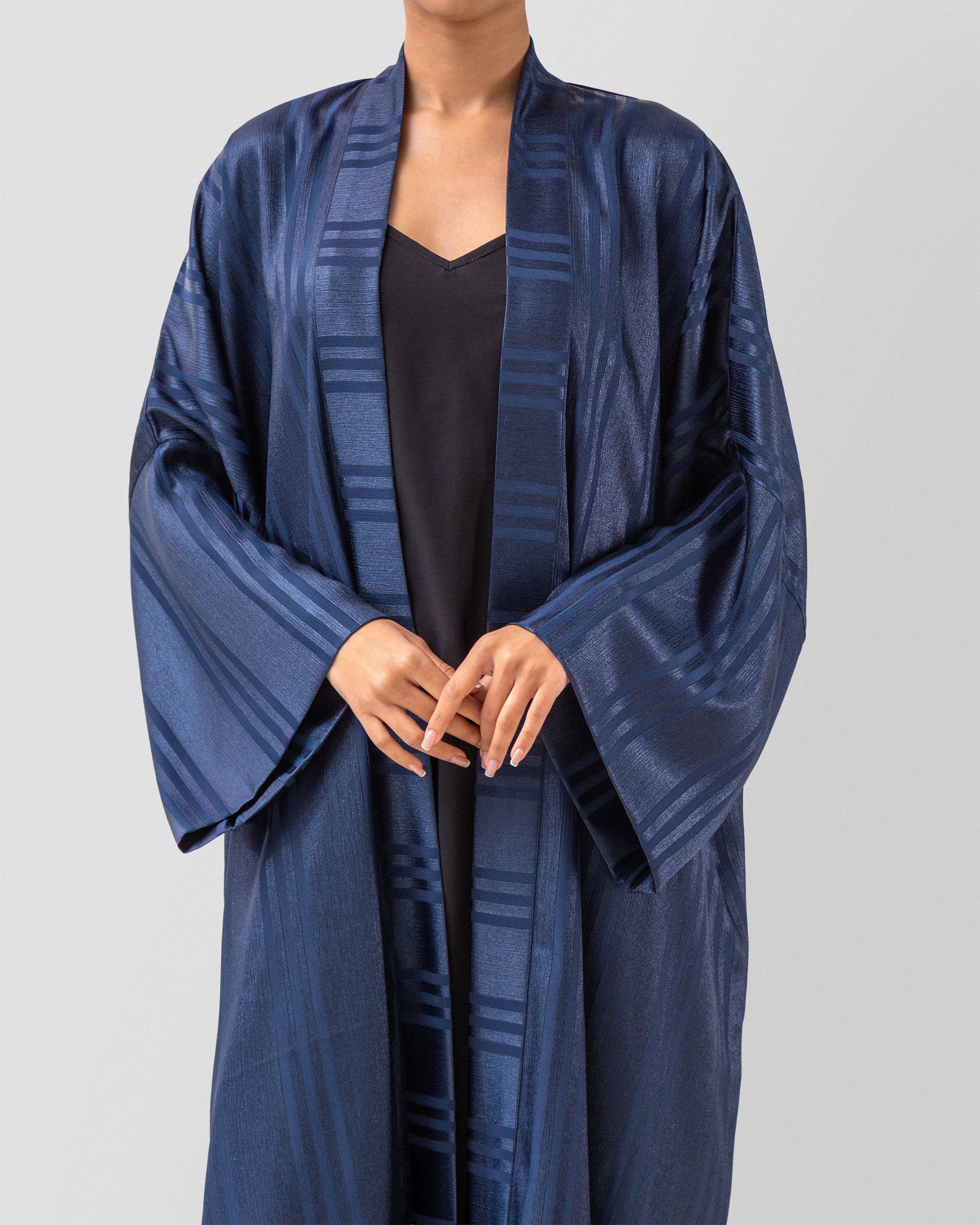 Silent Stripe Abaya in Navy Blue