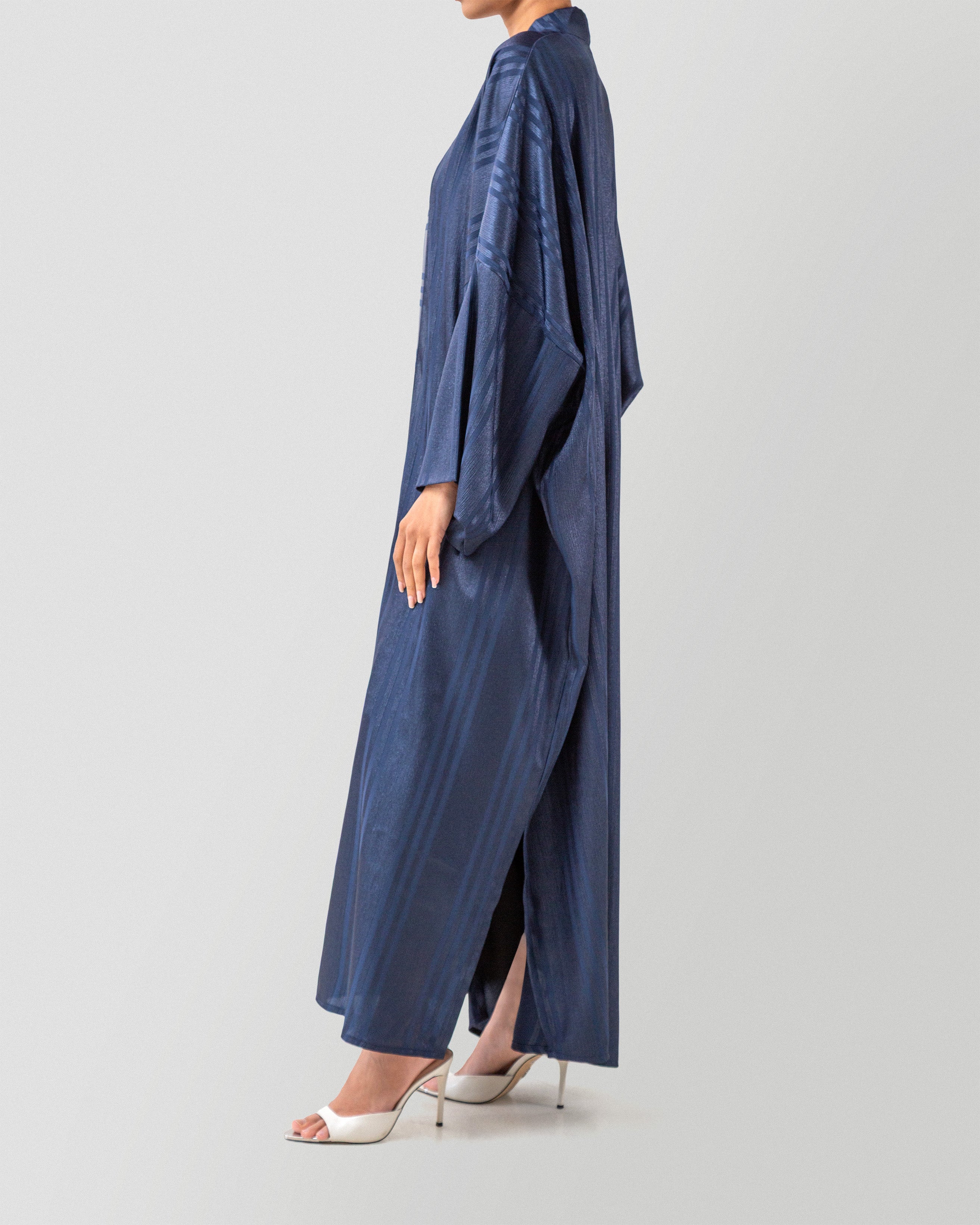 Silent Stripe Abaya in Navy Blue
