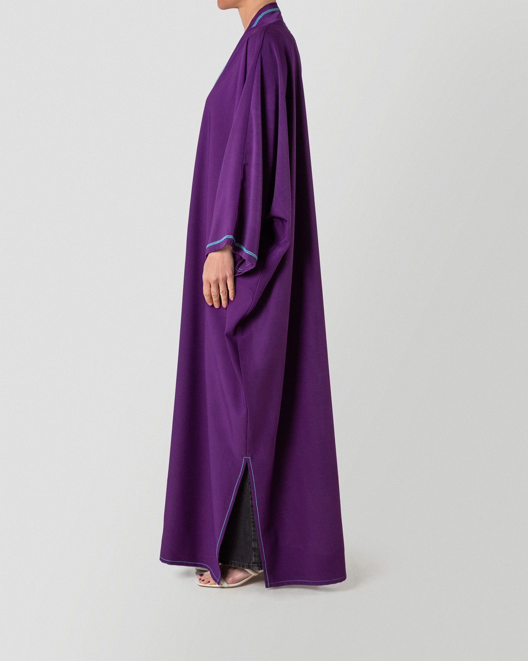 Haya Threaded Abaya in Amethyst