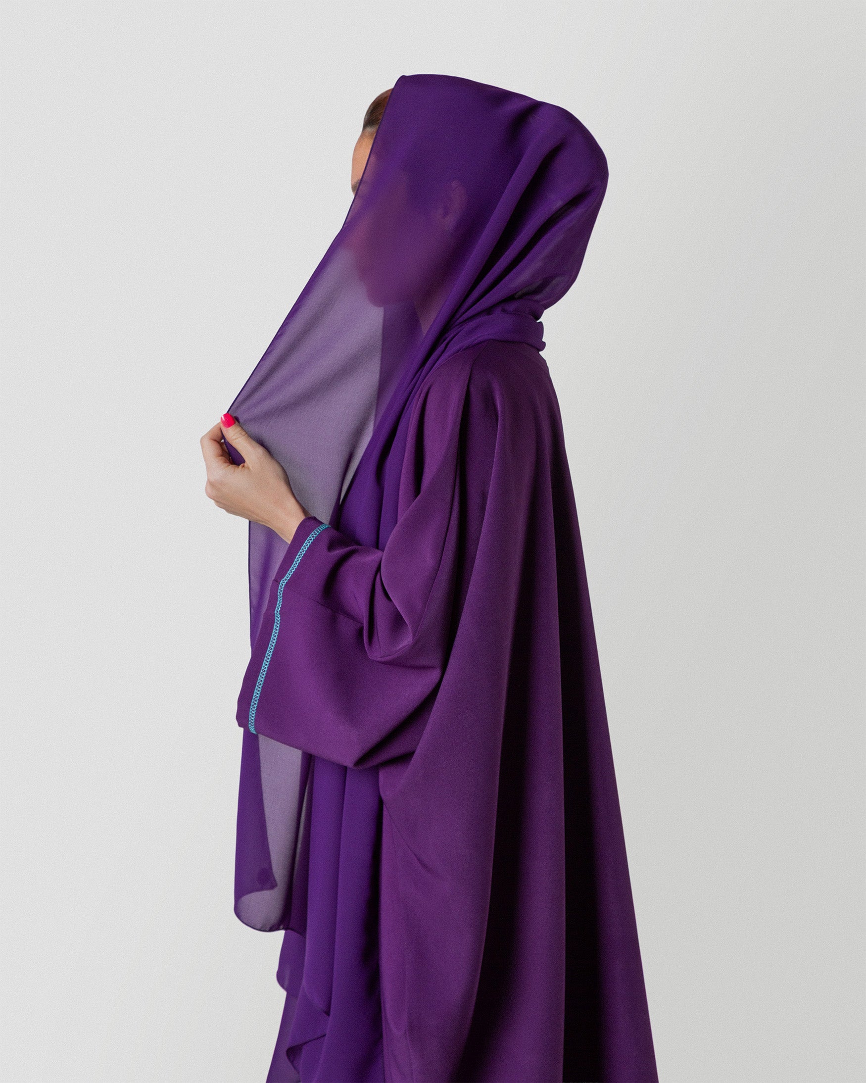 Haya Threaded Abaya in Amethyst