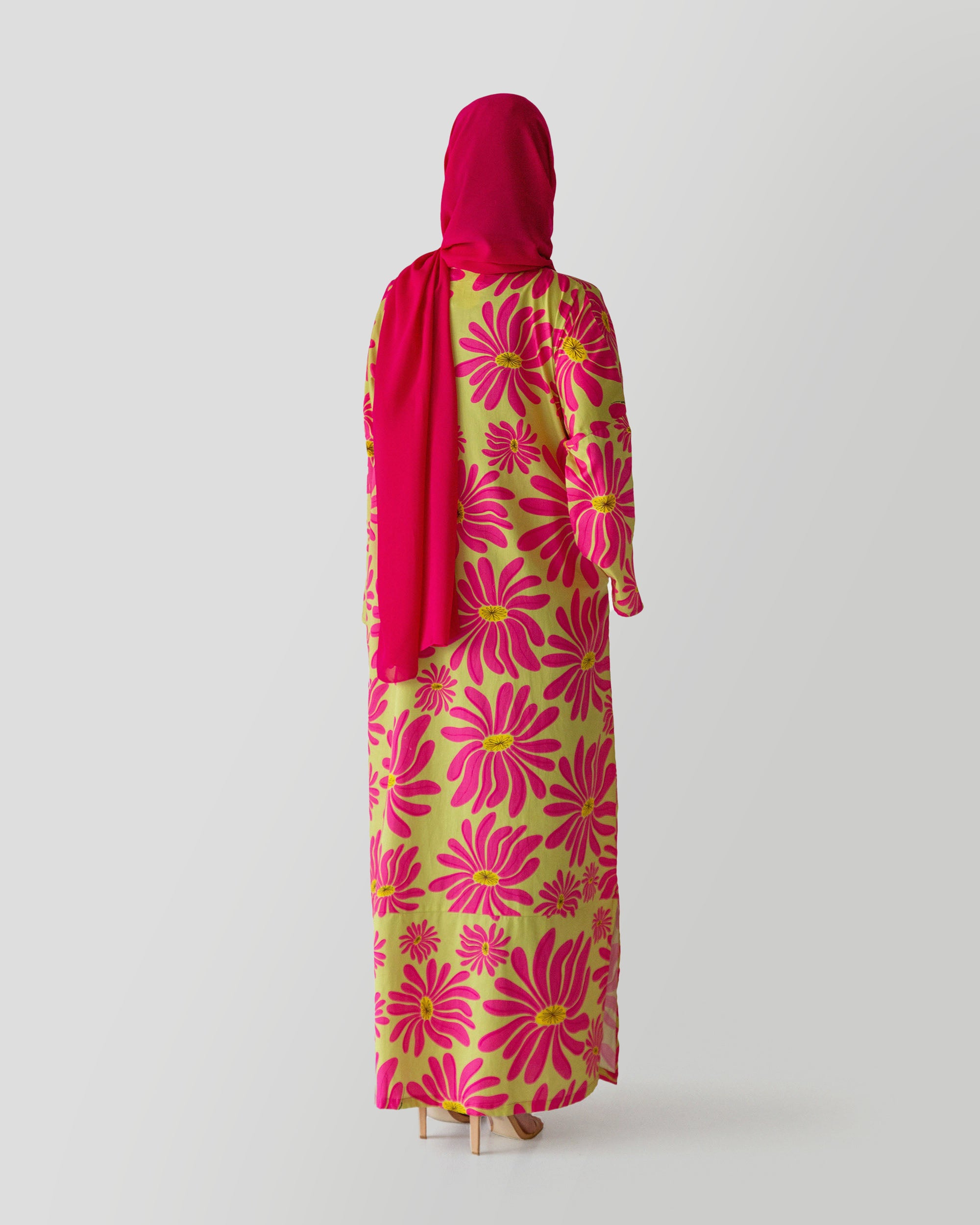 Ivy Printed Kaftan in Magenta Retro