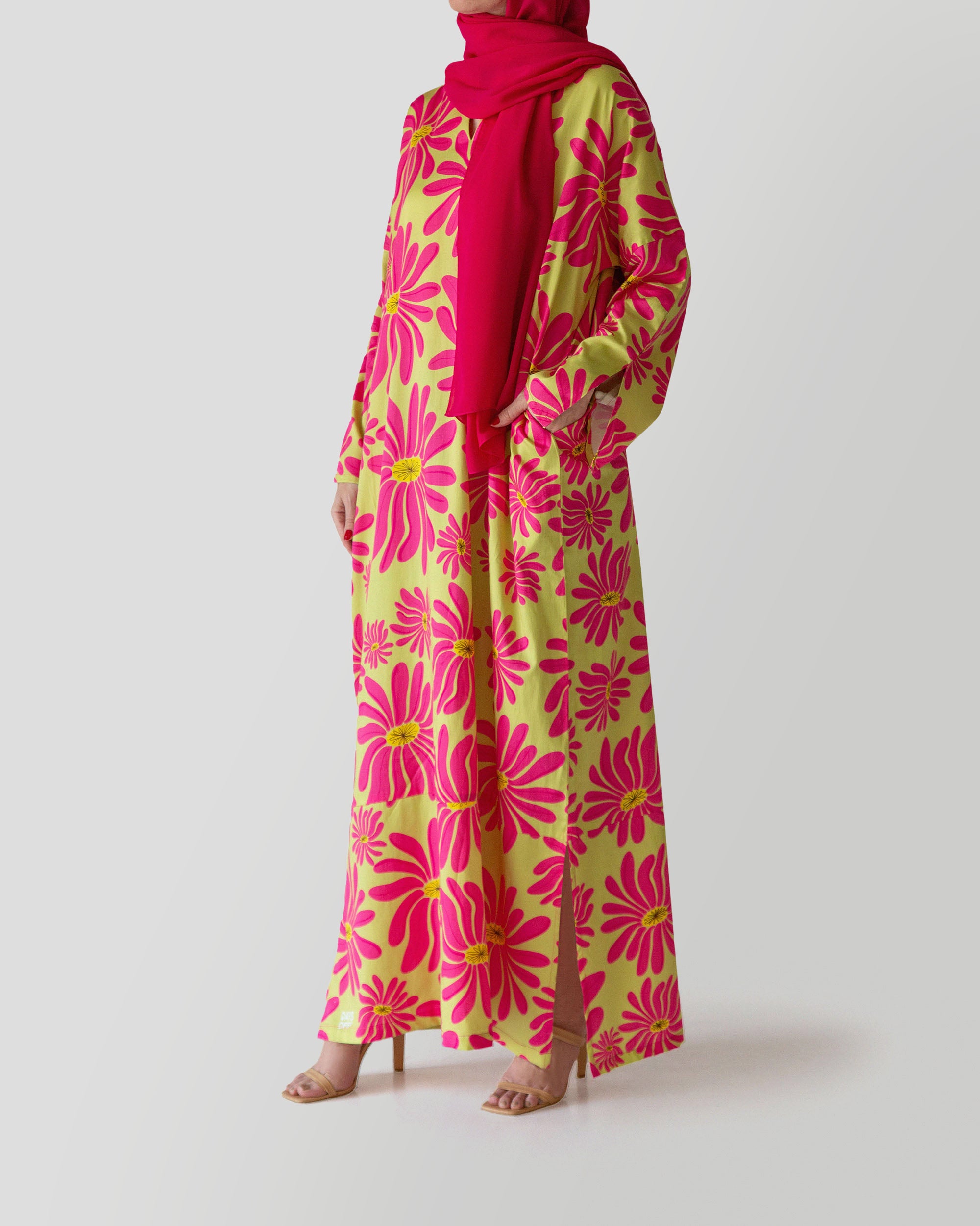 Ivy Printed Kaftan in Magenta Retro