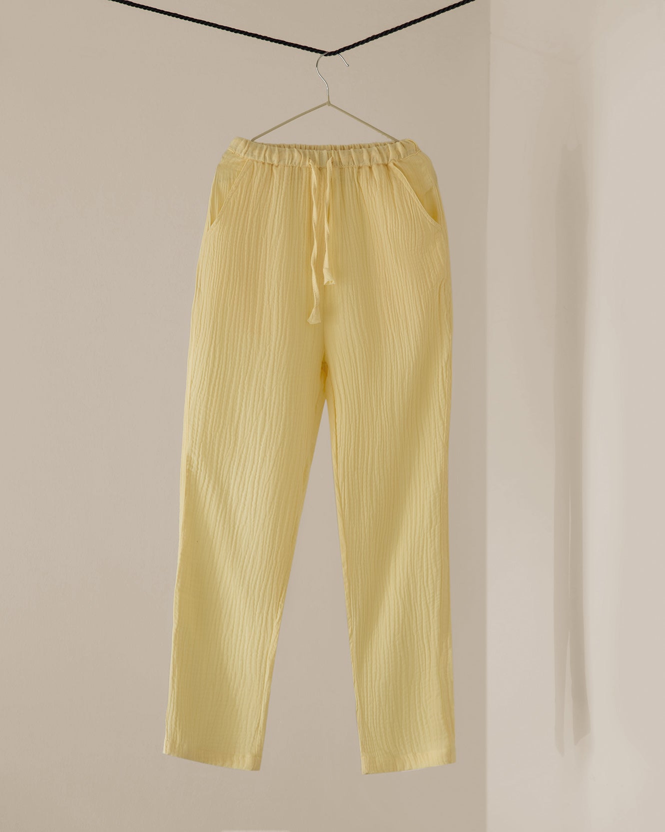 STRAIGHT PANTS- pastel yellow